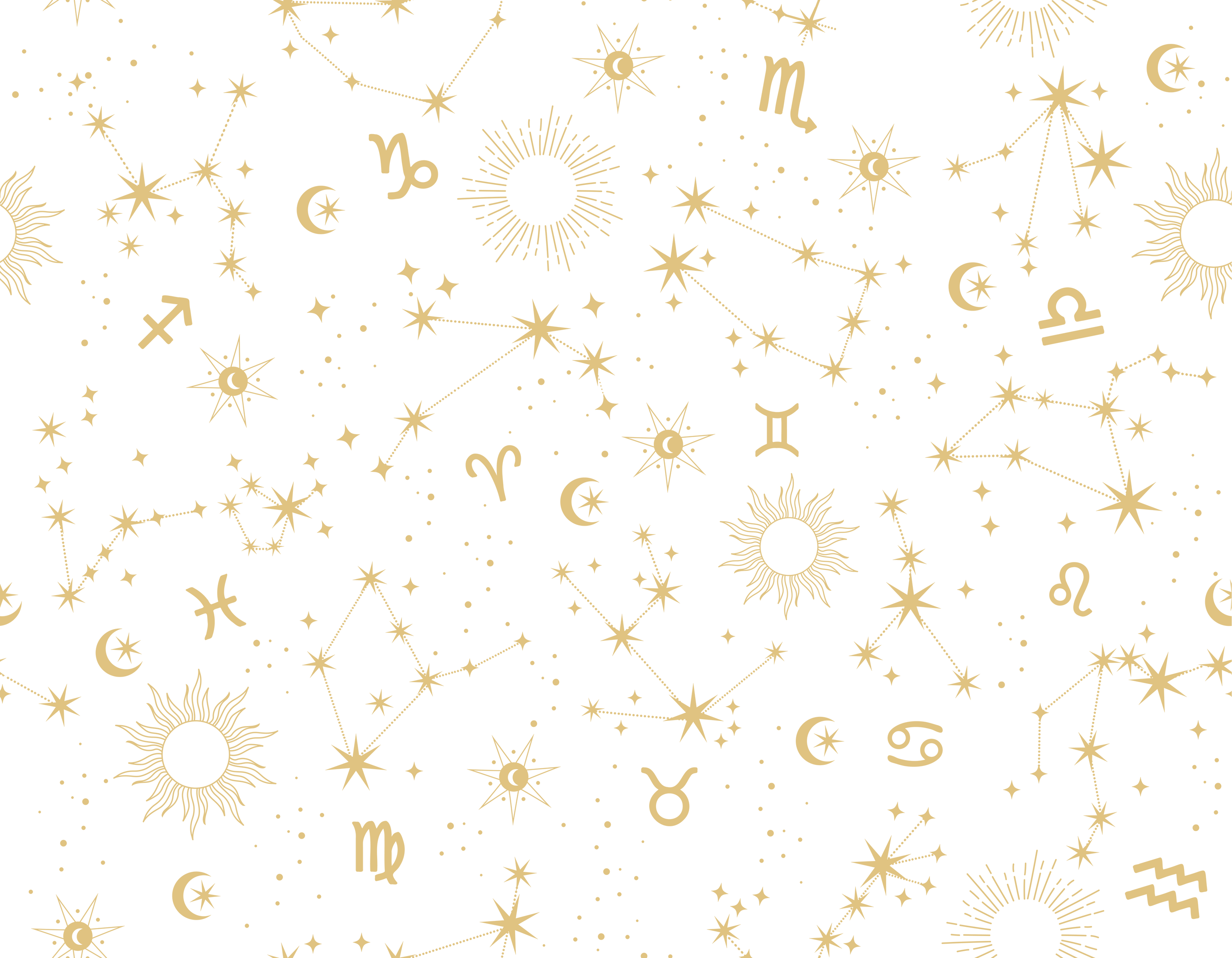 Seamless pattern of zodiac signs. Vector illustration. Twelve constellations